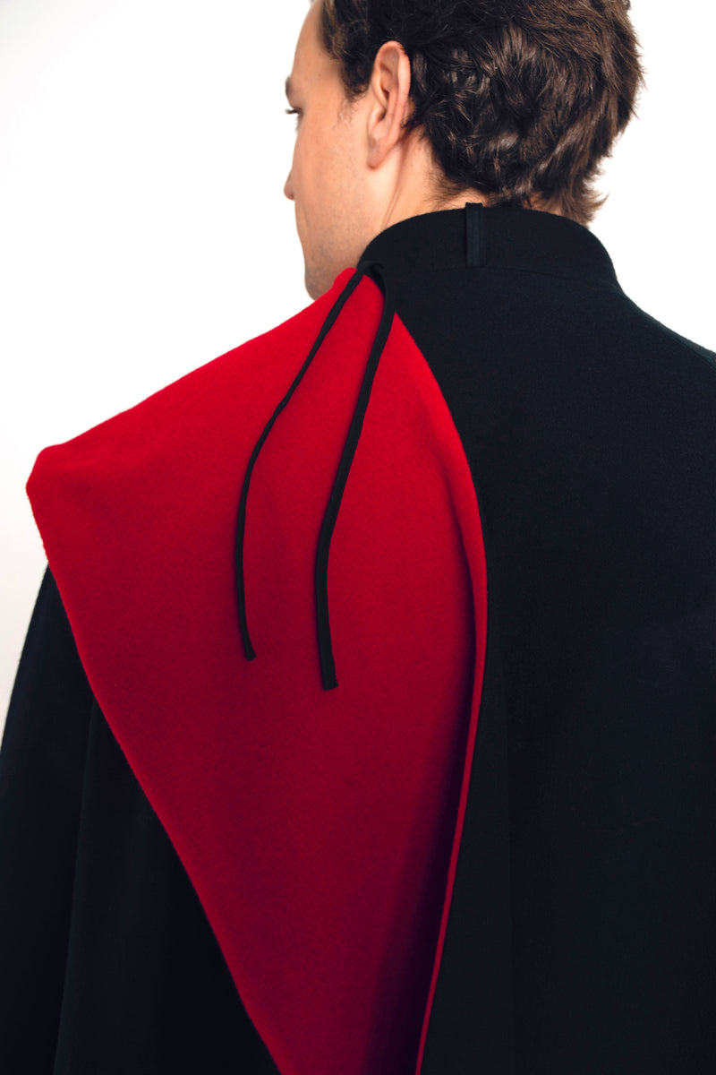 BYRON CAPE BLACK - RED SCARF