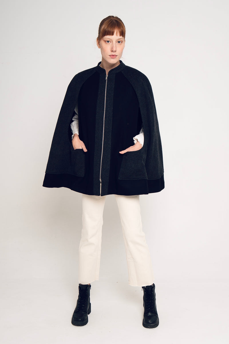 VANELOPE CAPE BLACK AND CHARCOAL