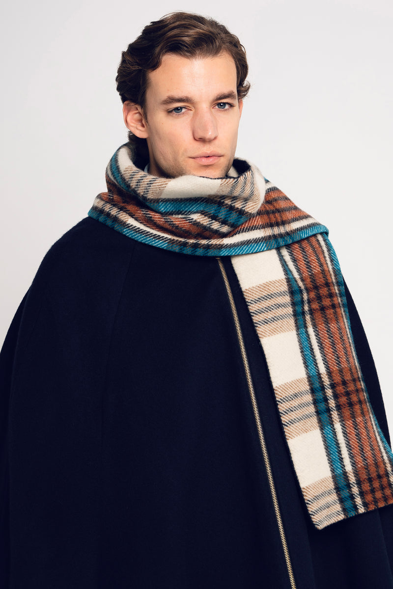 BYRON CAPE NAVY - BLUE SQUARE SCARFF