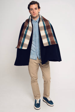 BYRON CAPE NAVY - BLUE SQUARE SCARFF