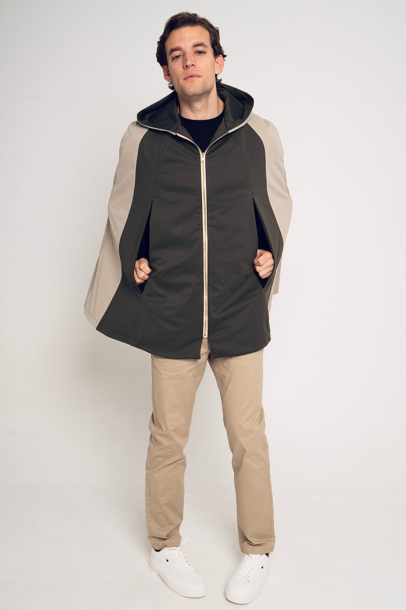 SANTANDER WATERPROOF CAPE GREEN AND BEIGE