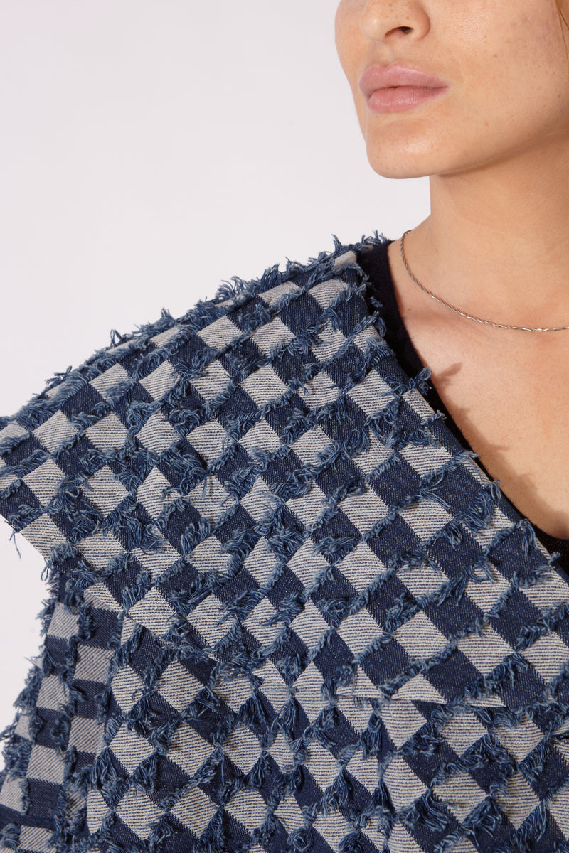 MANUELA CAPE SQUARES DENIM