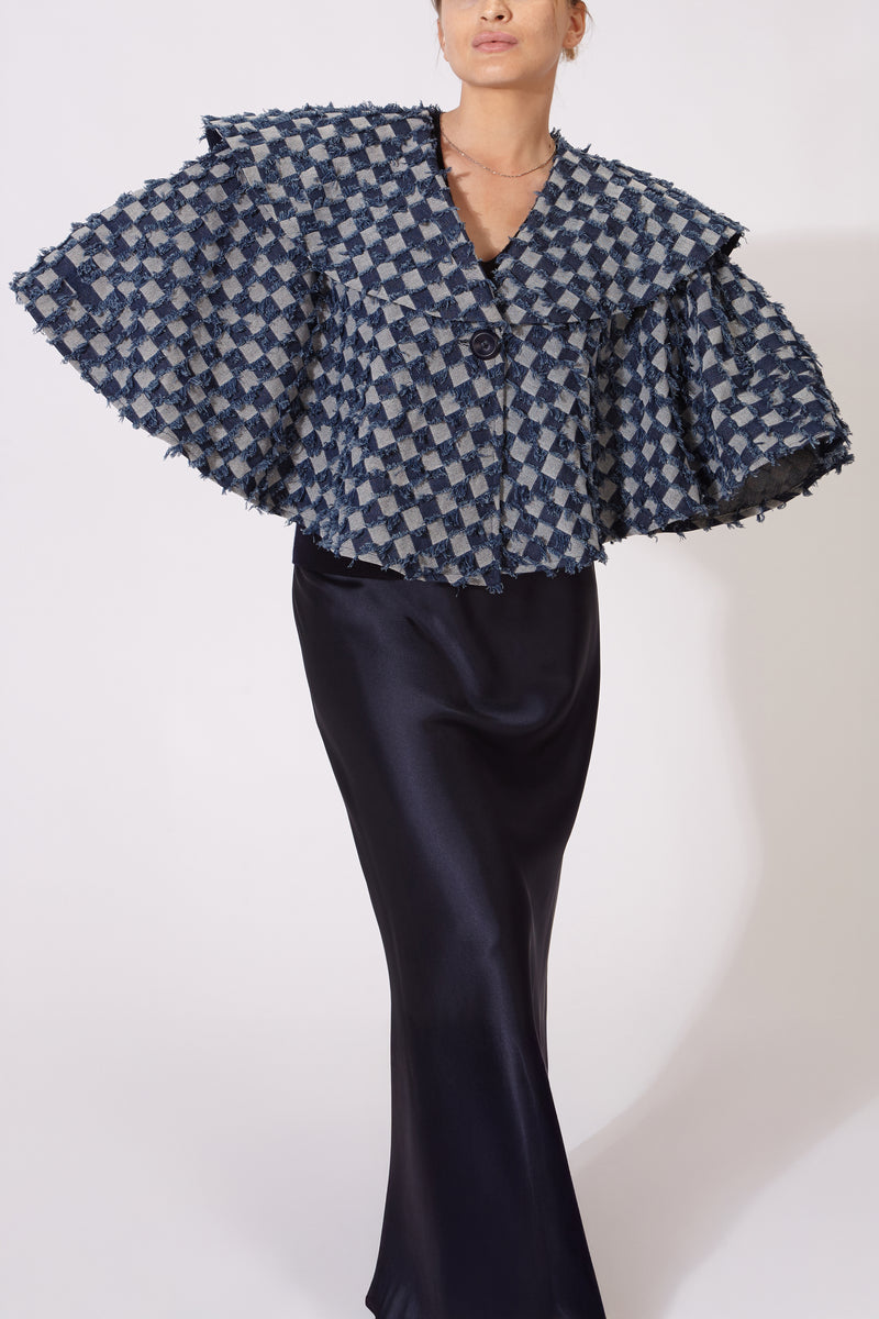 MANUELA CAPE SQUARES DENIM