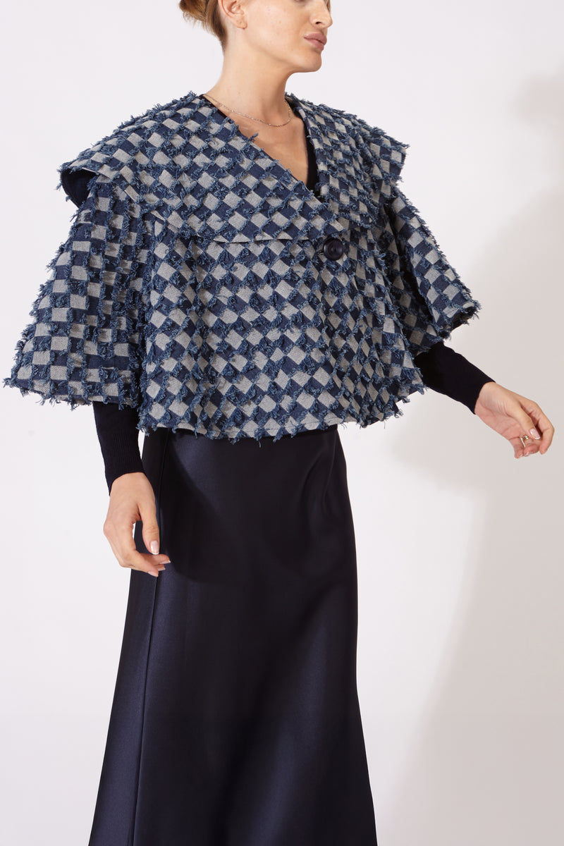 MANUELA CAPE SQUARES DENIM