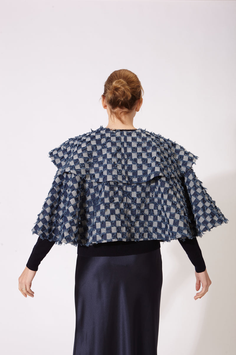 MANUELA CAPE SQUARES DENIM
