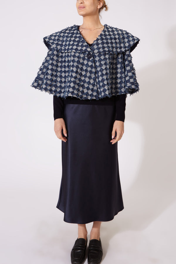 MANUELA CAPE SQUARES DENIM