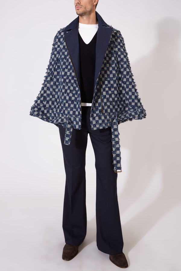 MARLON CAPE SQUARES DENIM