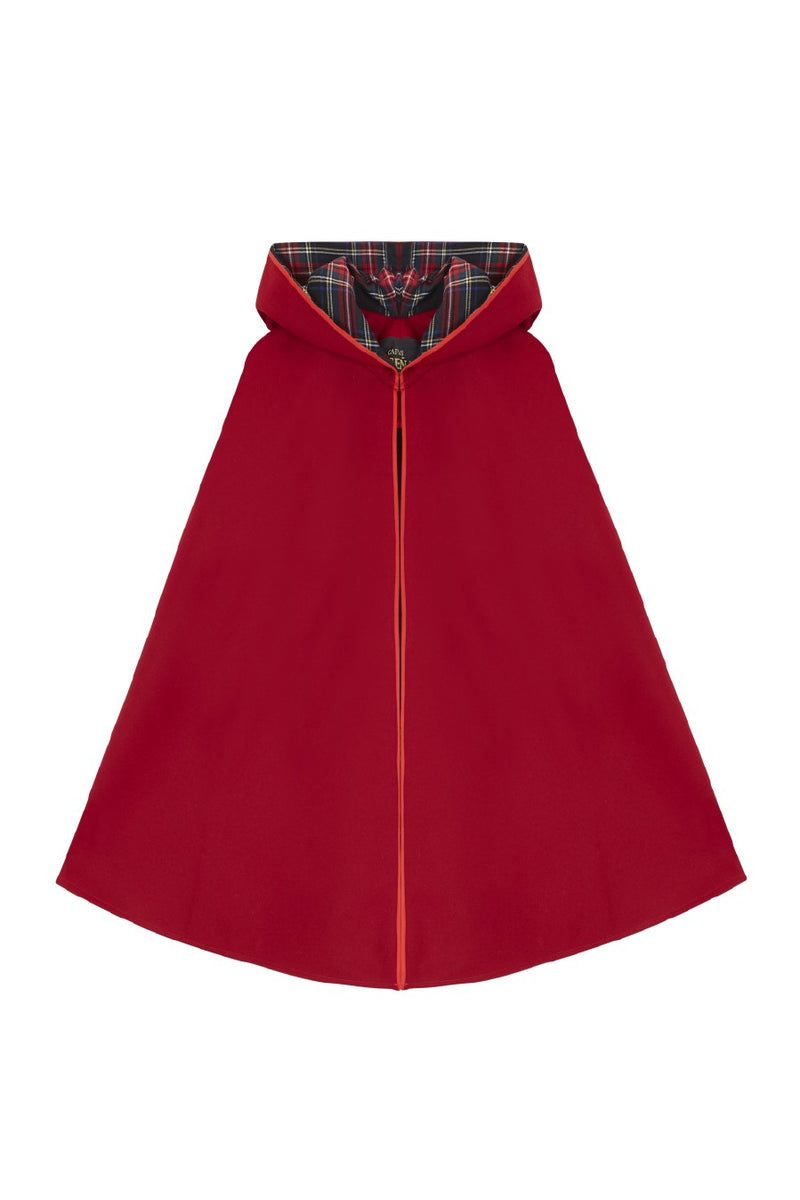 CHARLOTTE CAPE Red - Blue tartan