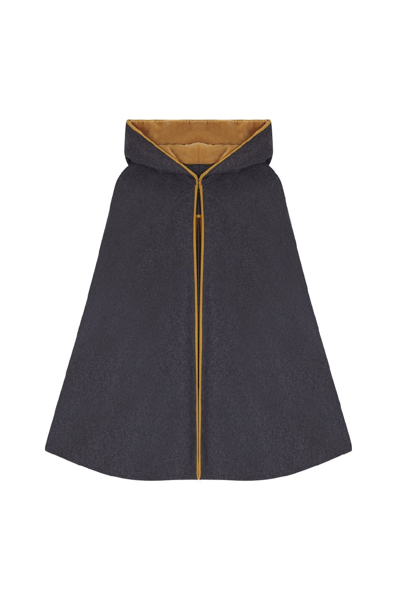 CHARLOTTE CAPE Grey - Yellow velvet