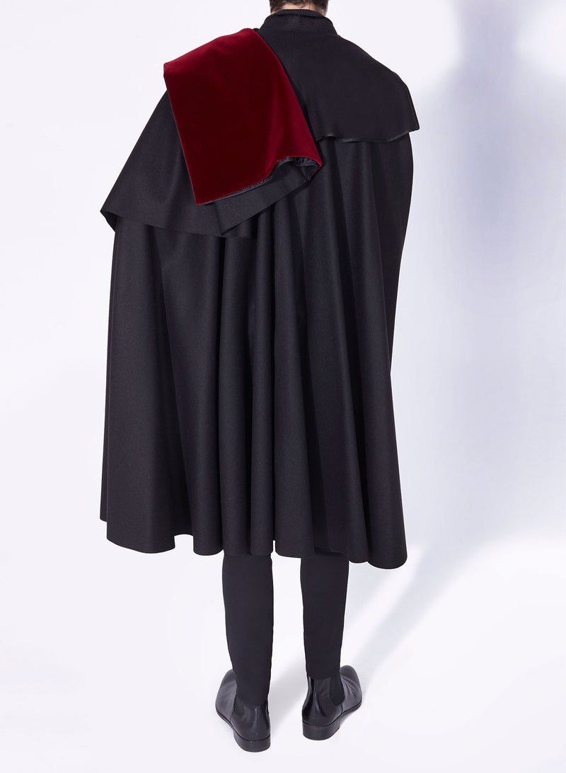 1901 CLOAK BLACK-BURGUNDY