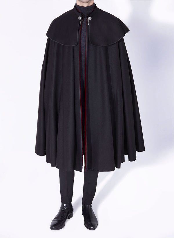 1901 CLOAK BLACK-BURGUNDY