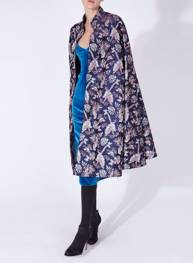 VICTORIA CAPE - Blue Parrots print