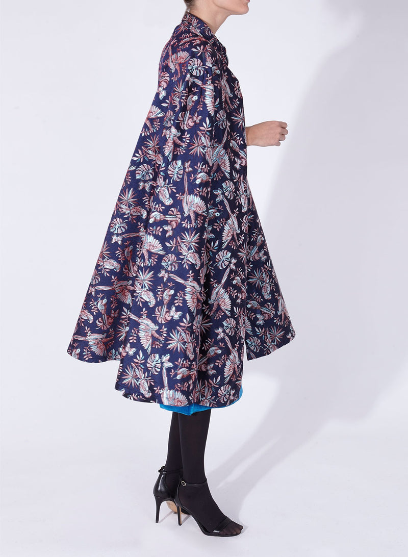VICTORIA CAPE - Blue Parrots print