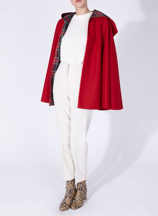 CHARLOTTE CAPE Red - Blue tartan