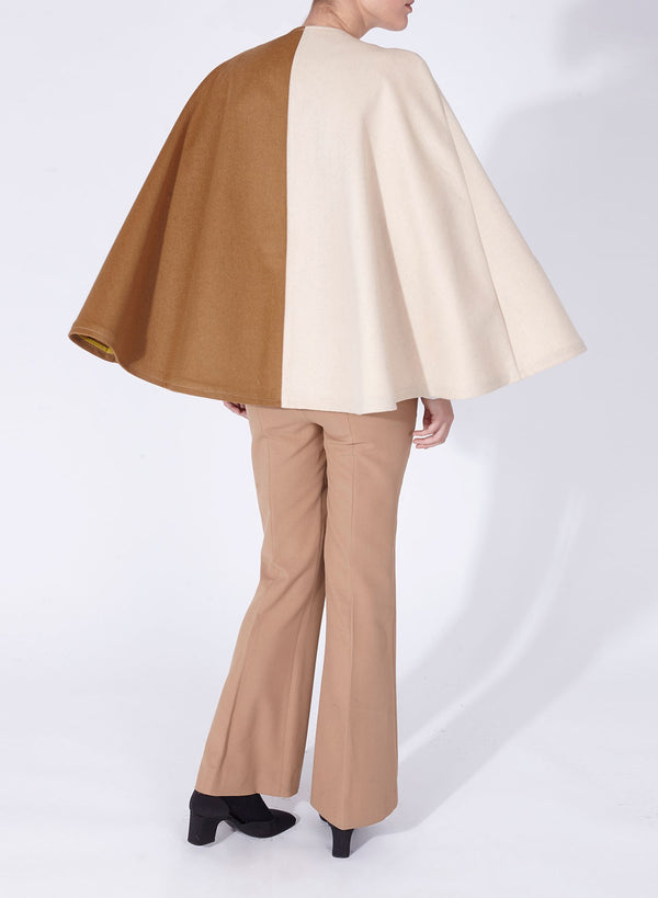 CLAUDIA CAPE CAMEL AND OFF-WHITE